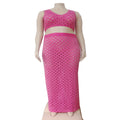 European and american cross-border women's fashion:  summer sexy hollow-out mesh tank top + maxi skirt set