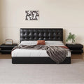 Source factory cream style leather bed small apartment master bedroom double bed with thin bedside black storage leather bed