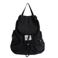 Multi-pocket plaid fashion commuter nylon student backpack - 2025 autumn korean style large capacity drawstring backpack for women