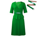 D520  foreign trade women's clothing  new fashion plus size elegant wrap v-neck pleated african dress