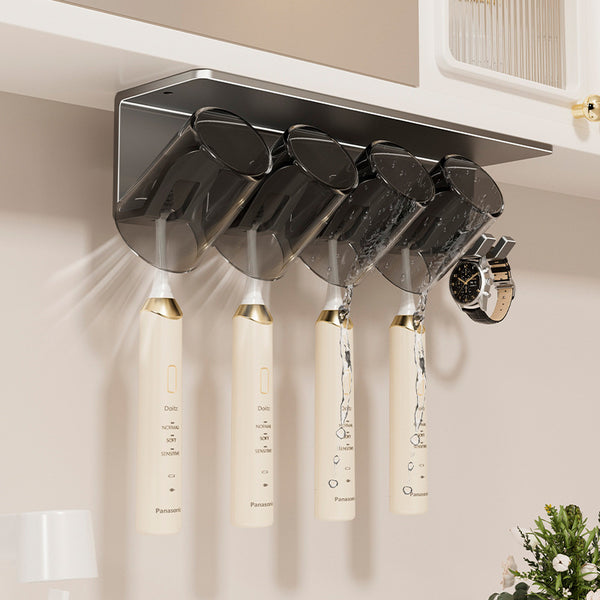 Bathroom Toothbrush Holder Shelf No Punch Mirror Cabinet Wash Table Wall Hanging Mouthwash Cup Tooth Cup Electric Brushing Cup
