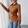 Amazon fashion  autumn new striped patchwork elegant chic workwear blouse