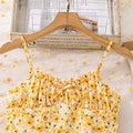 European and american girls' dresses - summer  cross-border  new arrivals - french chic floral bandeau dress with cinched waist and spaghetti straps