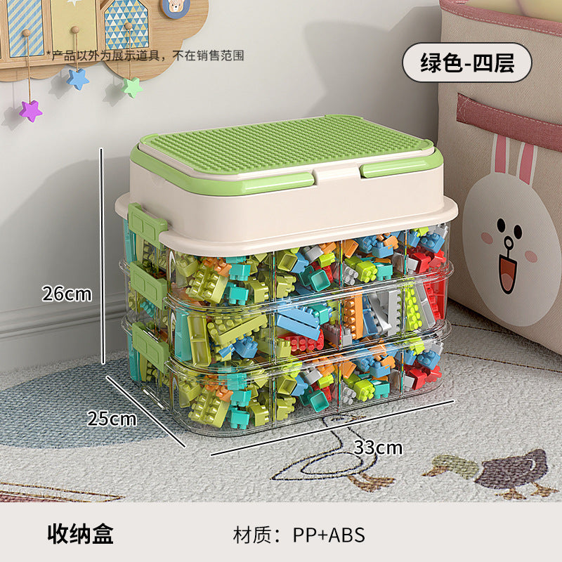 Building block storage box - small brick lego organizer - parts sorting & compartmentalized storage - kids' toy storage box