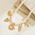 European and american cross-border ocean style alloy shell starfish conch pendant necklace, light luxury niche pearl jewelry necklace