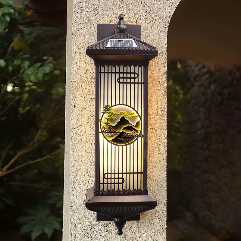 【upgraded & thickened】solar wall light outdoor waterproof villa outdoor porch pillar lamp chinese style balcony hanging light
