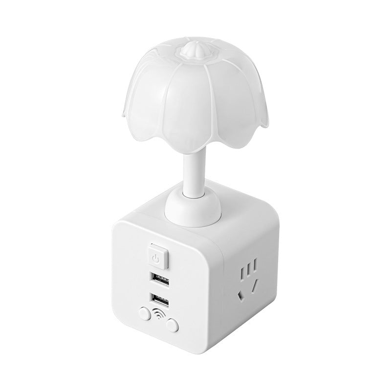 Smart voice-activated color-changing night light multifunctional magic cube socket converter plug bedroom bedside lamp power strip desk lamp