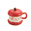 Piggy apple mug ceramic cup underglaze ribbon lid home design cup office coffee cup wholesale