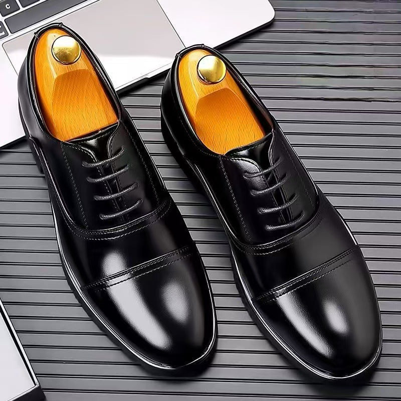 Men's leather dress shoes - spring/autumn work & business casual - triple-stitched, lace-up style - wholesale & dropshipping available