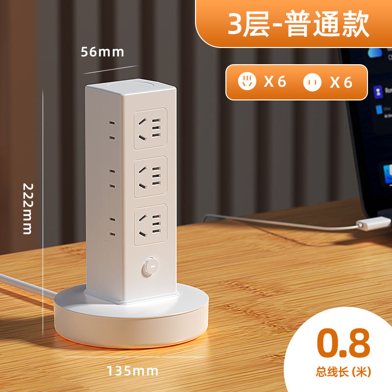 Vertical storage socket panel multi-port usb power strip for home and office - multifunctional desktop power strip