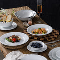 Minimalist pure white ceramic dinnerware set - ideal for restaurants, hotels, and home use. includes plates, rice bowls, soup bowls, and fruit/salad plating dishes
