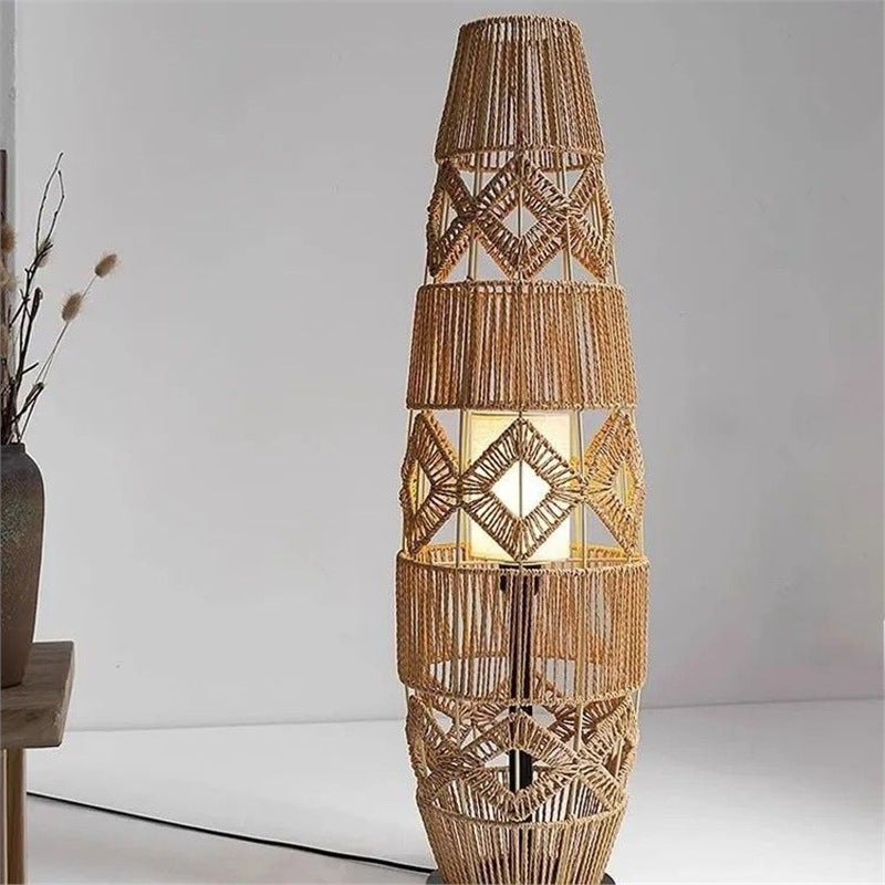 Floor lamp retro tatami chinoiserie zen b&b rattan tea room living room bedroom bedside lamp