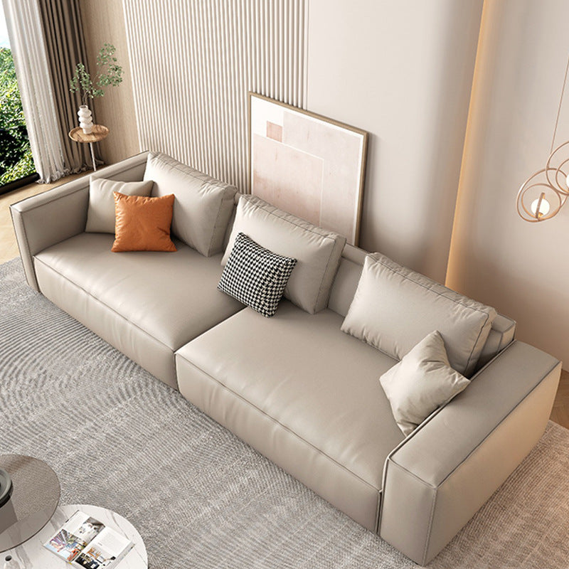 Modern minimalist small apartment "tofu block" genuine leather sofa, tech fabric straight-row down living room fabric sofa wholesale