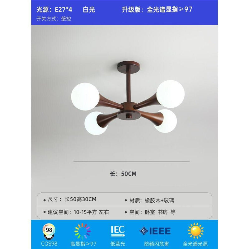 Magic bean bedroom chandelier modern casual japanese wabi-sabi style study ceiling lamp scandinavian creative walnut dining room lamp