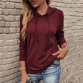 new european and american bestselling women's casual minimalist solid color pullover long sleeve hoodie