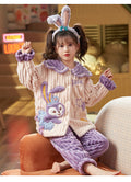 Princess style cute stellalou girls' flannel pajamas - winter coral fleece sweet peter pan collar warm loungewear