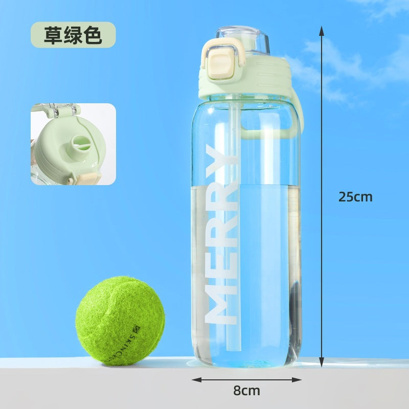 large-capacity plastic sports water bottle summerbest selling plastic water cup with straw student kids bouncing water cup