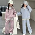 Girls' spring/autumn tracksuit set - stylish hooded wide-leg pants for older girls,  new korean style two-piece outfit