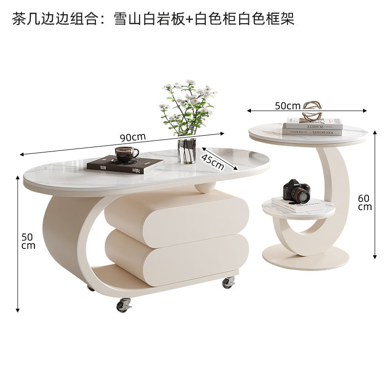Modern minimalist sintered stone removable coffee table set - italian-inspired light luxury artistic coffee table for small living rooms