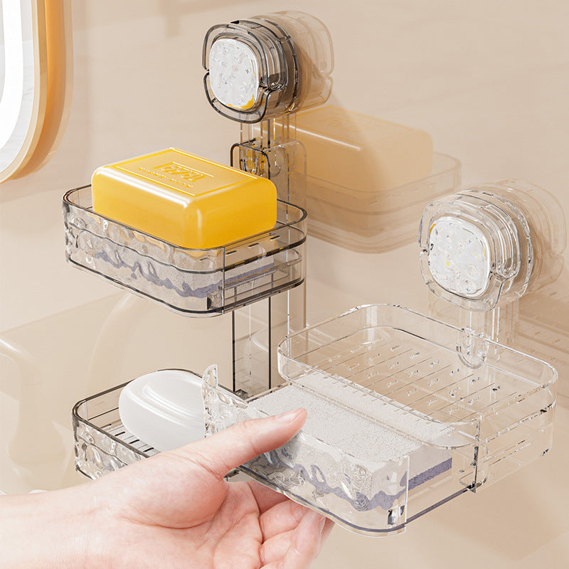 Suction cup soap dish wall-mounted for home punch-free soap dish bathroom wall drain storage rack soap rack