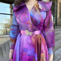 spring/summer new european and american export print maxi mesh dress - commute-friendly plus size women's dress