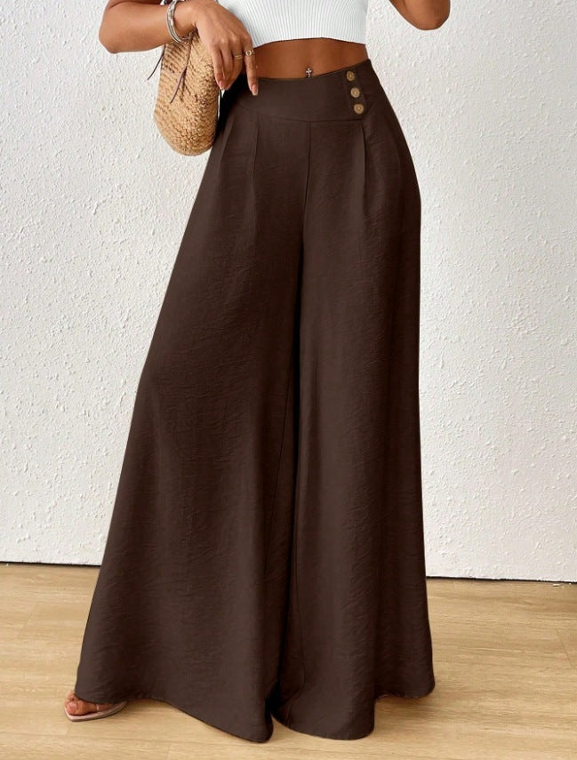 independent station new arrival cross-border fashionelegance mid-waist wide-leg pants pants