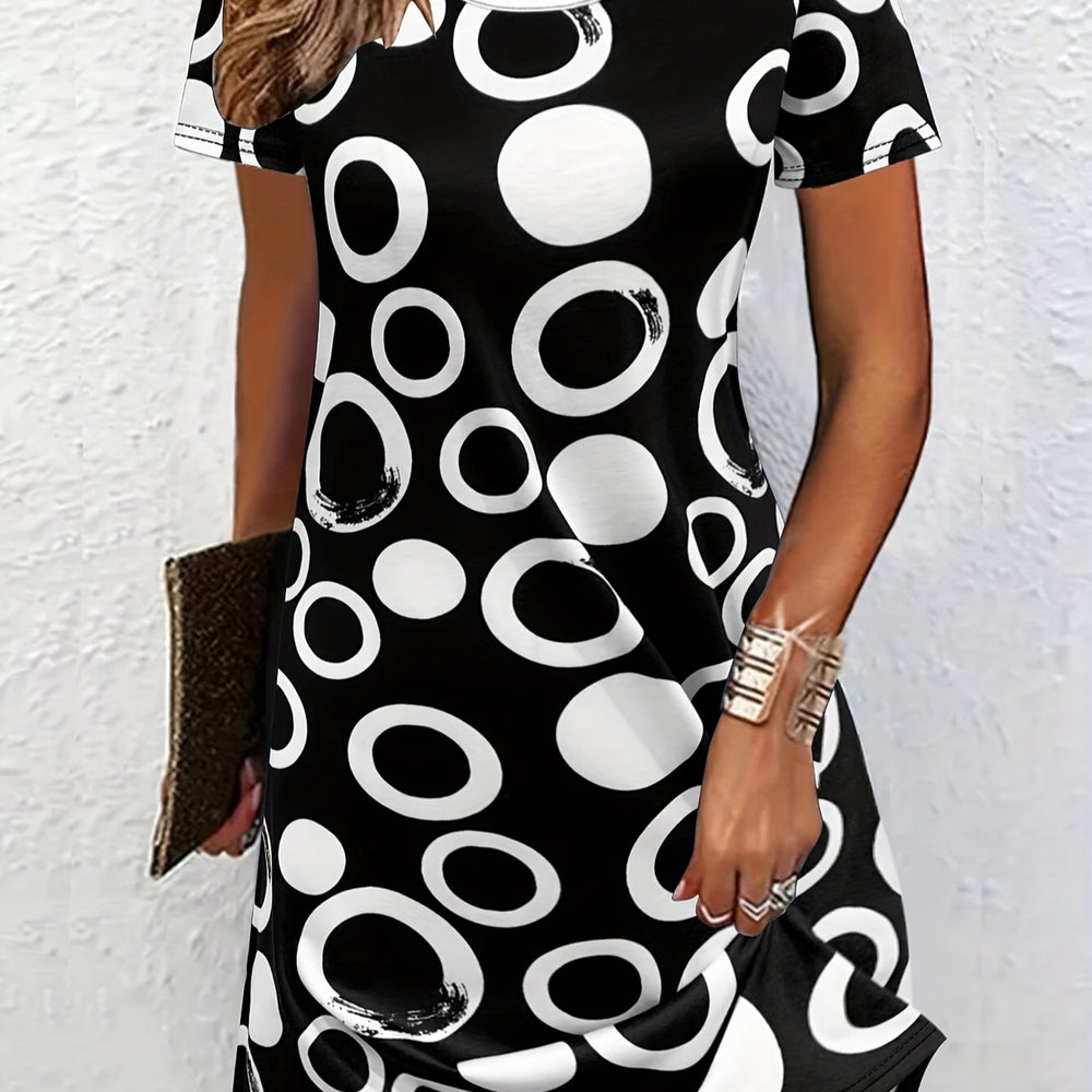 wholesale women's short-sleeved dresses, fashionable women's dresses for spring, summer, and autumn, new cross-border printed designs