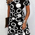 wholesale women's short-sleeved dresses, fashionable women's dresses for spring, summer, and autumn, new cross-border printed designs