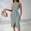 new spring/summer cross-border fashion: european and american style hip-hop streetwear halter sleeveless asymmetrical dress