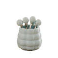 Cream style ceramic fruit fork light luxury set high appearance stainless steel fruit pick home decoration storage tube wholesale