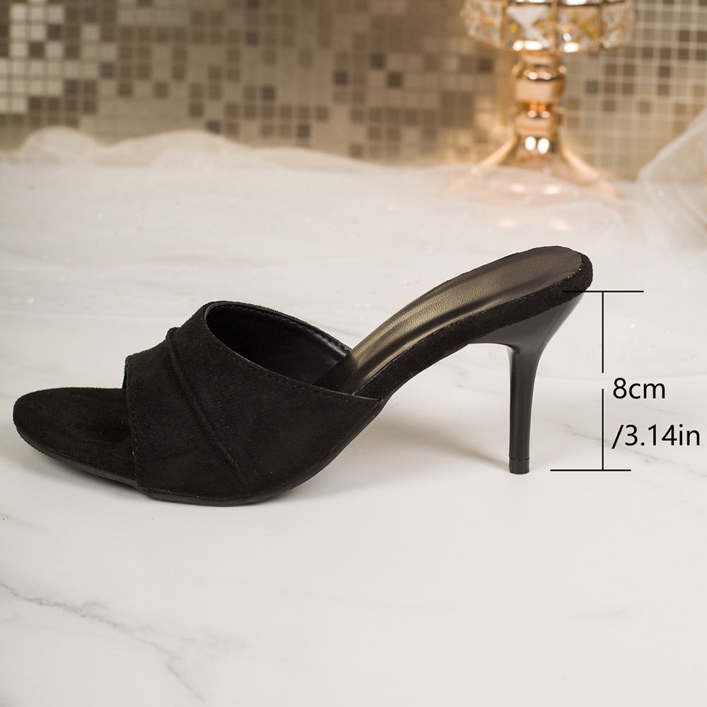 2026 summer new fashion open-toe stiletto suede high heel sandals - comfortable casual style fashion slides