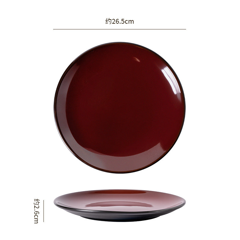 Retro high-looking ceramic stylish dessert plate shallow plate restaurant hotel cooking plate steak western food plate snack plate