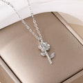 Wholesale flower necklaces, cross-border new alloy niche high-end jewelry, versatile rose pendant collarbone chain for women