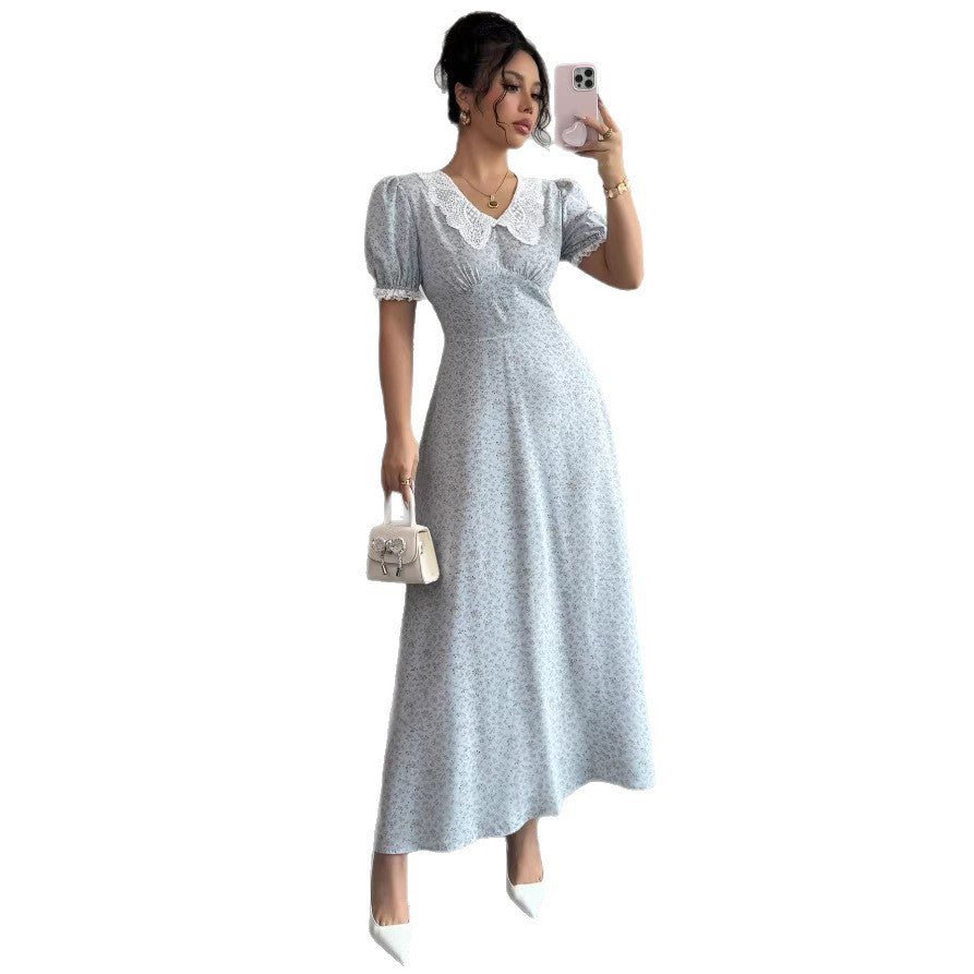 retro spring autum chinese style slimming lookelegant long skirt women's long sleeves floral patchwork dress