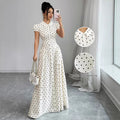 Polka dot short-sleeve dress - women's new summer collection: french retro, age-defying, slimming, and elegant maxi dress