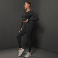 New solid color knitted peach lift tight yoga leggings set - seamless fitness activewear for women, perfect for running and yoga