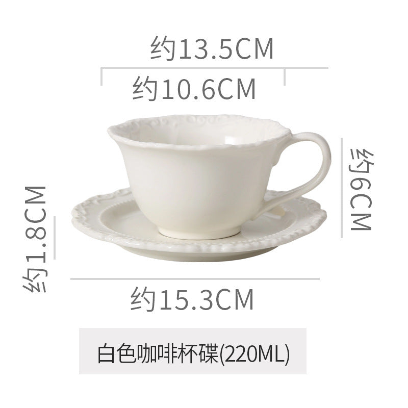 European minimalist style ceramic milk and water cup, perfect for office afternoon tea or coffee. exquisite embossed ceramic cup and saucer set