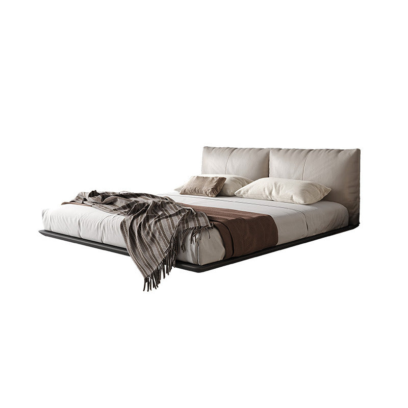 Genuine leather suspended bed accessible luxury modern double bed master bedroom classyelegant 1.8m wabi-sabi style upholstered leather bed personalized
