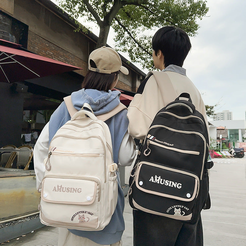 New simple backpack trend retro college style junior high school student schoolbag large capacity travel computer backpack