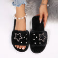 2025new arrivalstuffed slippers women's one-line heattechk-style home confinement shoes indoor and outdoor flat heel women's cotton slippers