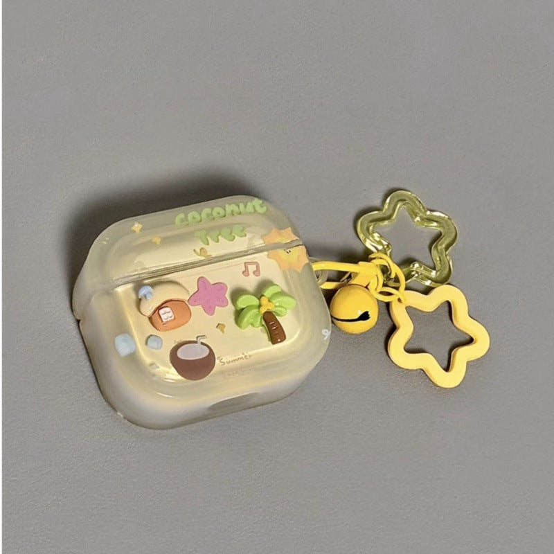 Suitable for pro2 protective cover 23rd generation shell three-dimensional coconut tree cabin Suitable for apple airpods4 protective cover airpod