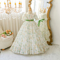 Export ready-made kids dress chiffon floral princess dress little girl model frenchdresskids dress