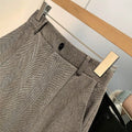 Exportfashion retro herringbone pattern high waist waist twill material side pocket easiest for match age-reducingshorts