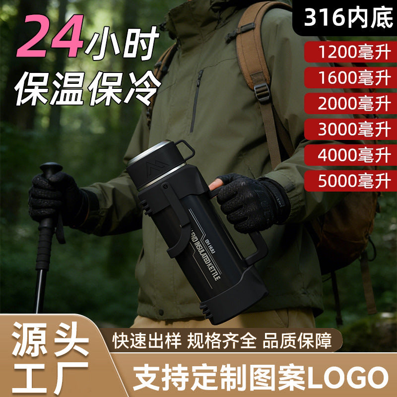 316 stainless steel large capacity collapsible handle thermos kettle - outdoor, car, portable water bottle - travel kettle wholesale with custom logo