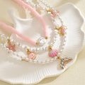 European and american cross-border beach style polymer clay faux pearl layered necklace - irregular design seashell starfish jewelry necklace for women
