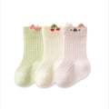 Babylon children's mid-calf socks - summer combed cotton mesh breathable baby socks - cartoon smiley face seamless socks, class a