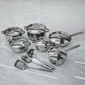 Customized fifteen-piece pot set for home with double bottom and non-magnetic stove neutral milk pot frying pan suit housewarming gift