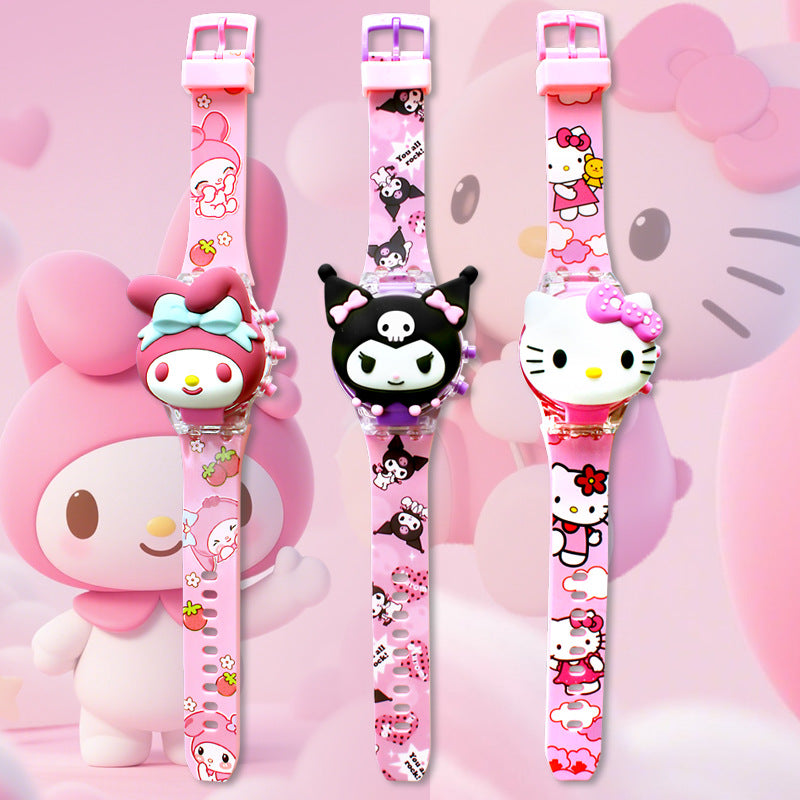 Kids' cartoon watch toy - musical, light-up electronic watch with flashing lights - kuromi toy - gift for boys and girls - perfect for kindergarten