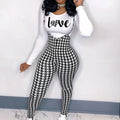 S390660 white casual houndstooth print set