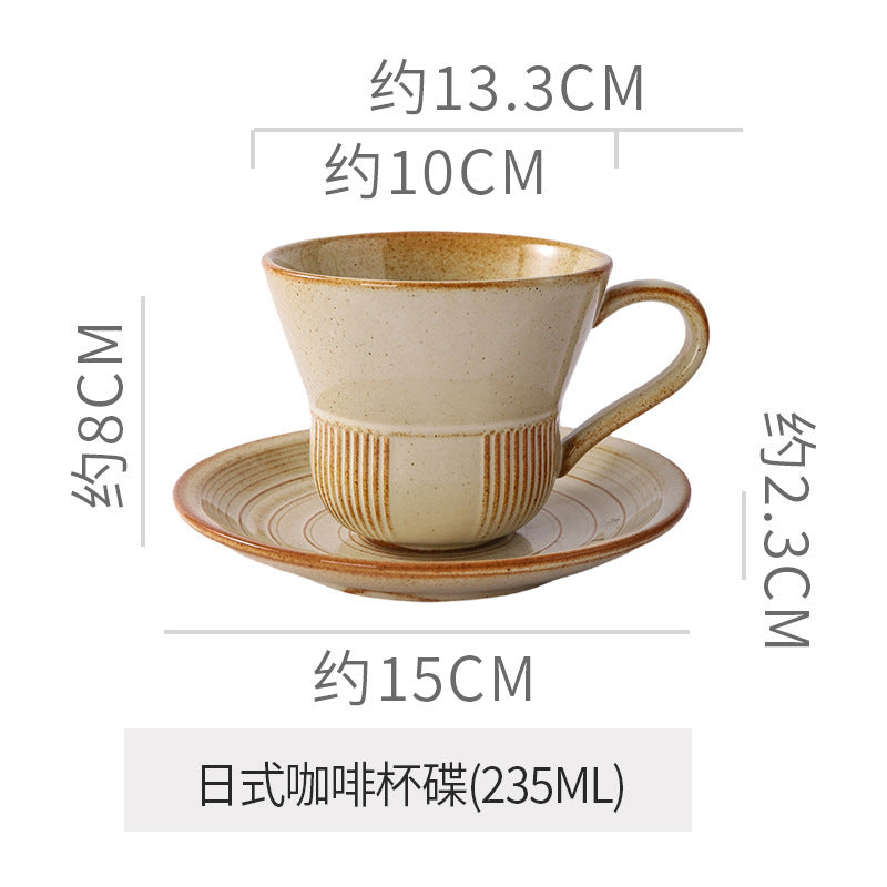 Creative trumpet shape clay coffee cup latte latte cup japanese style chinese ancient style plate plate for home mug